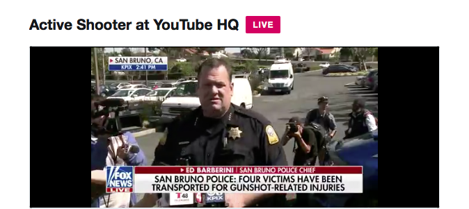 Shooting at YouTube HQ in Northern California, Female Suspect Dead at Scene